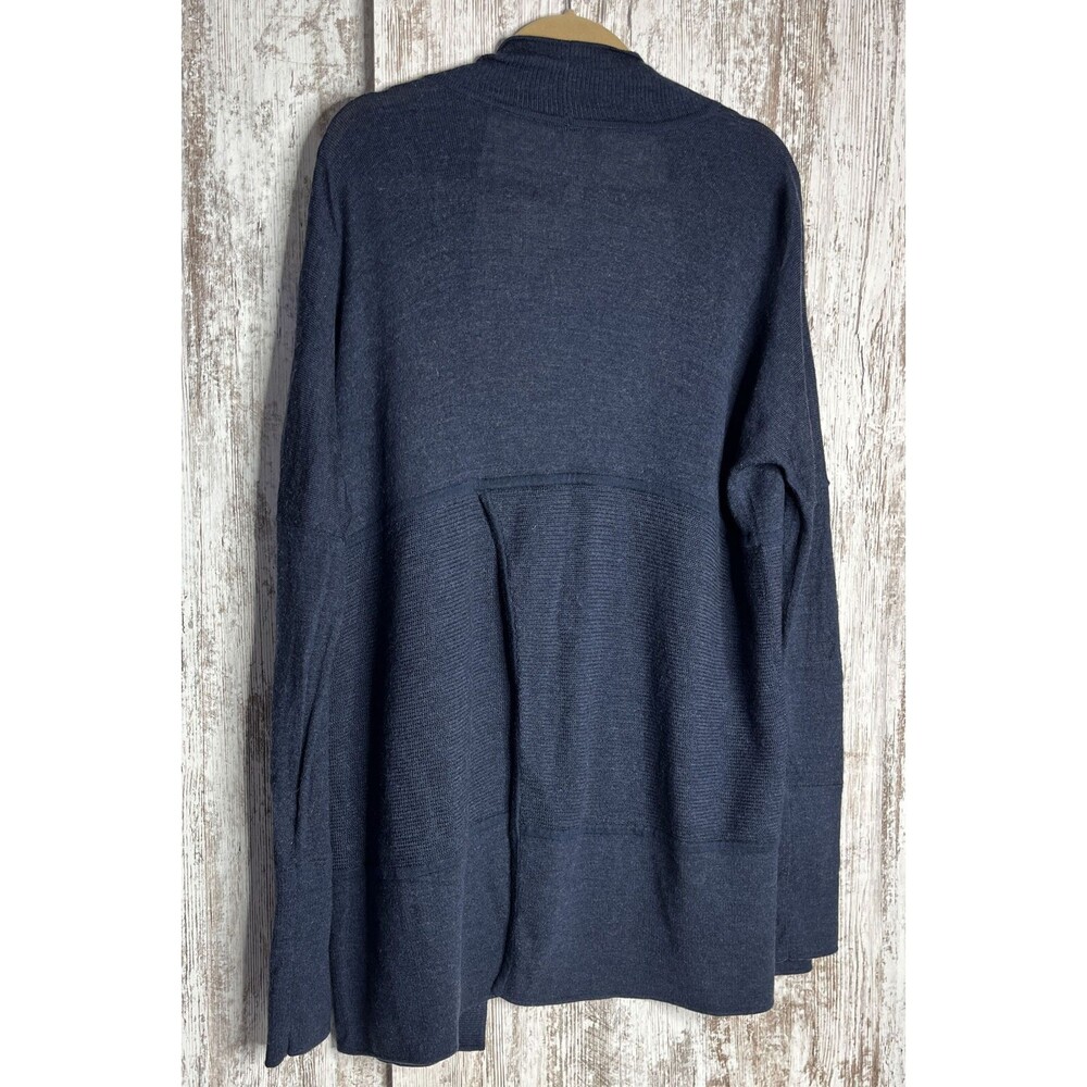 Lululemon Merino Wool-Blend Ribbed Long Sleeve Wrap Sweater Cardigan Blue Sz 8 - Picture 13 of 16